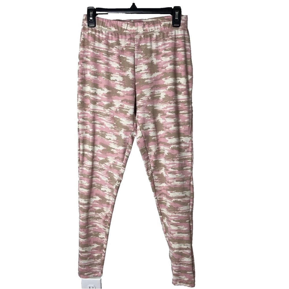 Serra Women's Leggings Size Large Camouflage Super Soft Lounging Pink Tan White